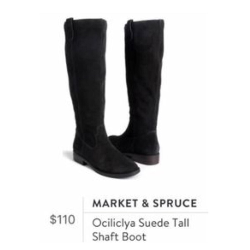 Market & Spruce Black Suede Tall Shaft Boots